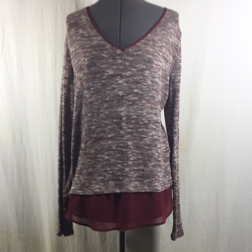 Liz Claiborne Long Sleeve Soft V Neck Top Size XL